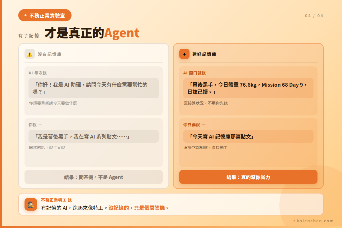 有了記憶才是真的 Agent