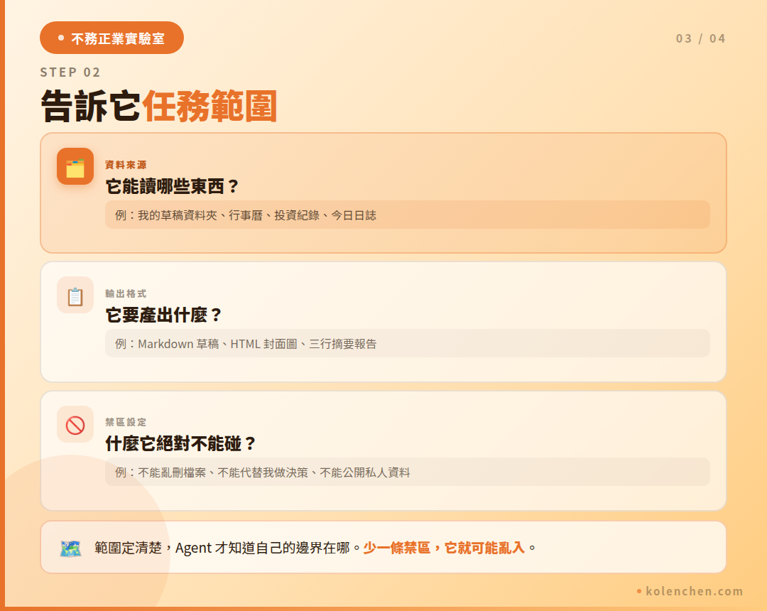 STEP 02 告訴 Agent 任務範圍